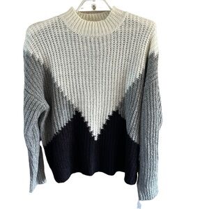It’s our Time color blocked 80’s inspired sweater size XL NWT gray black